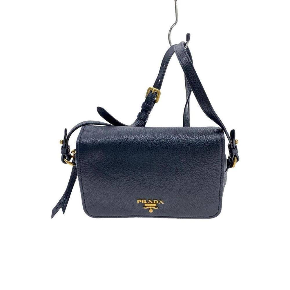 Prada Black Plain Leather Shoulder Bag
